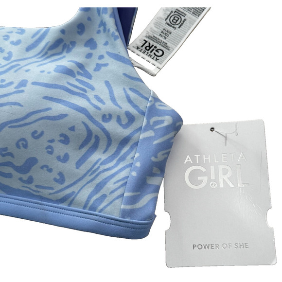 NWT Athleta Girl XL/14 Reversible Vitamin Sea Bikini Top Nina Animal Blue - Picture 5 of 7